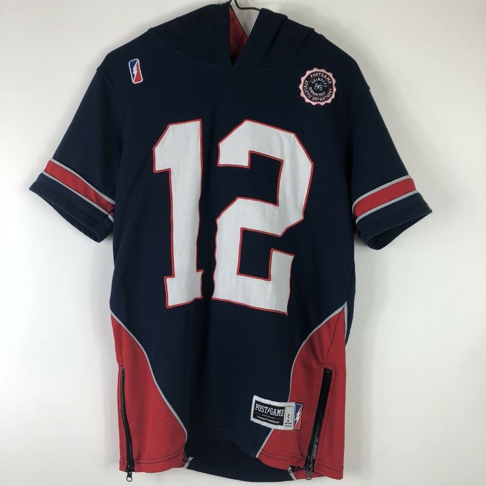 Vtg Post Game Hoodie Jersey Patriots Brady Men S